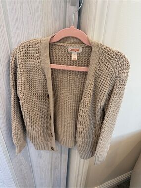 Girls Cat & Jack Beige Chunky Knit Cardigan